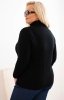 Sweter damski wiskozowy Plus Size z golfem czarny tył